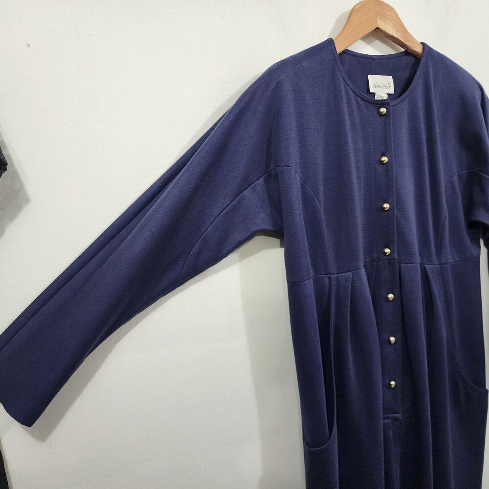 Mothers Work Vintage 80's Classic Knit Jumpsuit Navy Gold Button-down Womens 8 - Picture 9 of 16